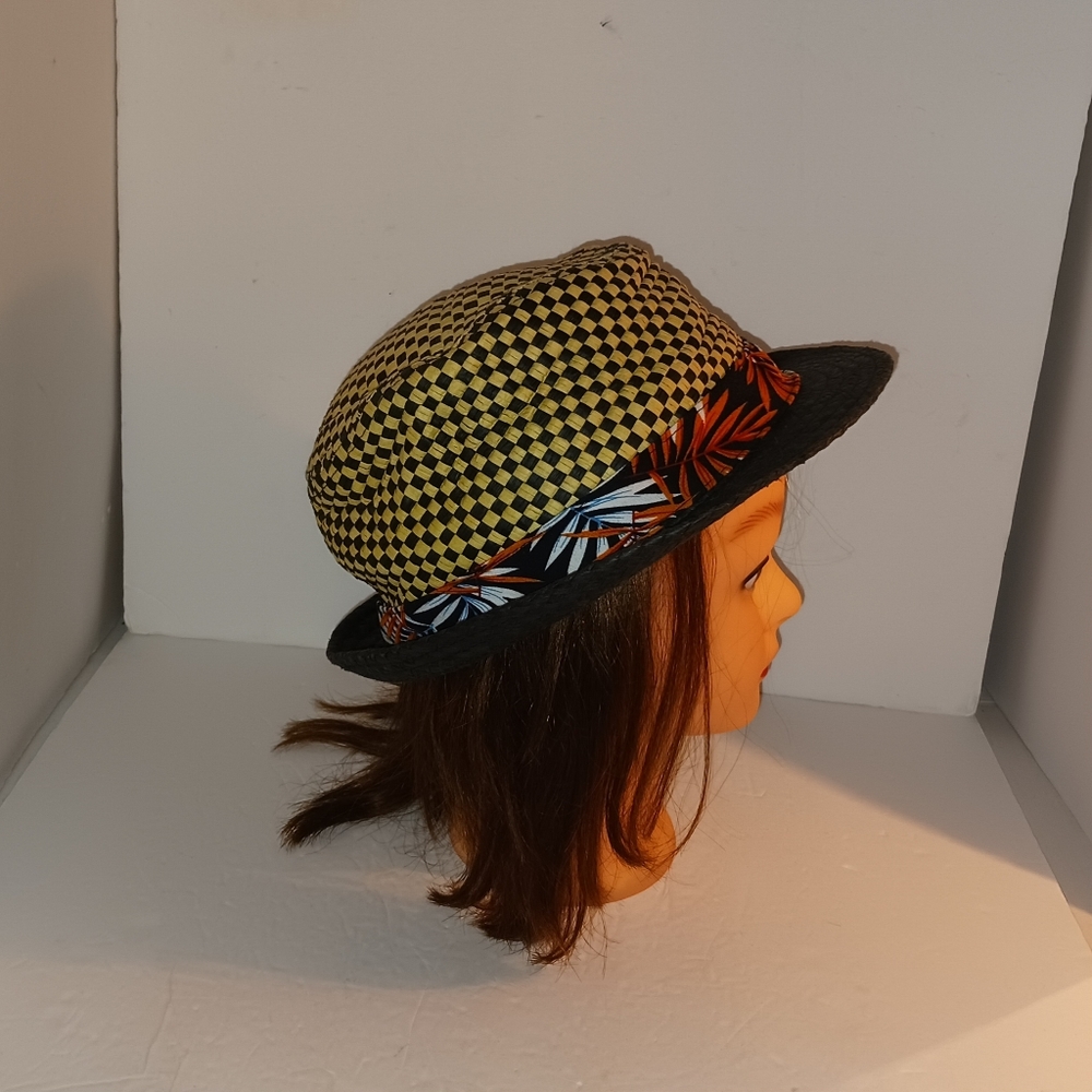 Cremieux Tropical Straw Fedora Hat, Vintage, L